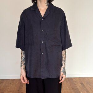 COS MEN'S SIZE SMALL WASHED SILK SHIRT IN ANTHRACITE GREY